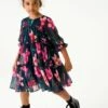 Floral Tiered Standard - Jurk - Navy