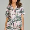 Mint Green Button Through Set- Pyjama - Pink Flamingo