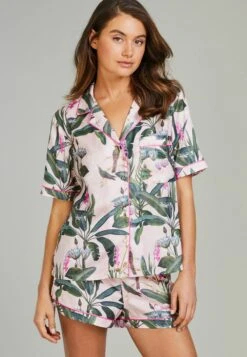 Mint Green Button Through Set- Pyjama - Pink Flamingo