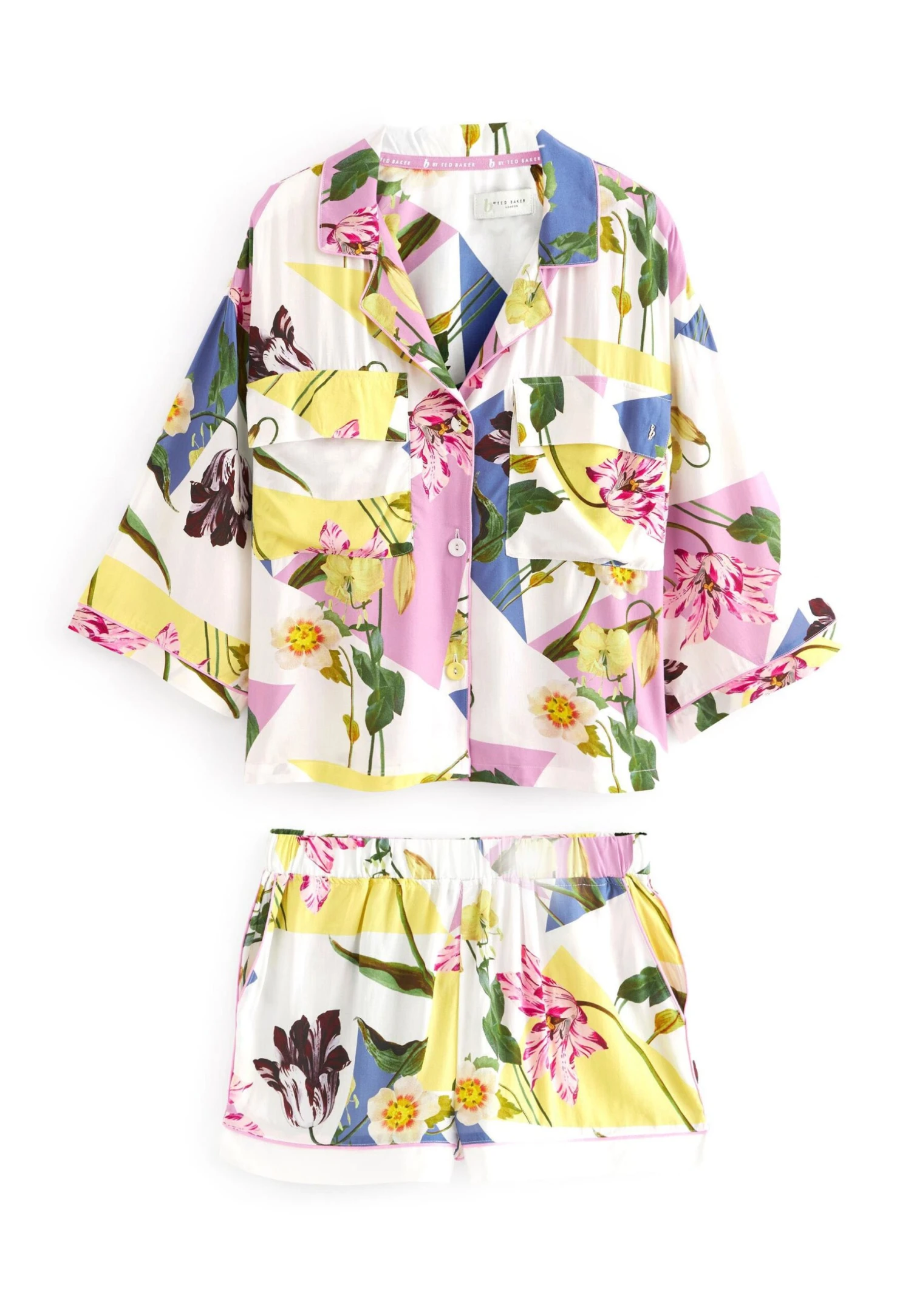 Mint Green Button Through Set- Pyjama - White Floral 5 Mint Green Button Through Set- Pyjama - White Floral - Afbeelding 5