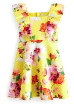 Floral Scuba Standard - Jurk - Yellow